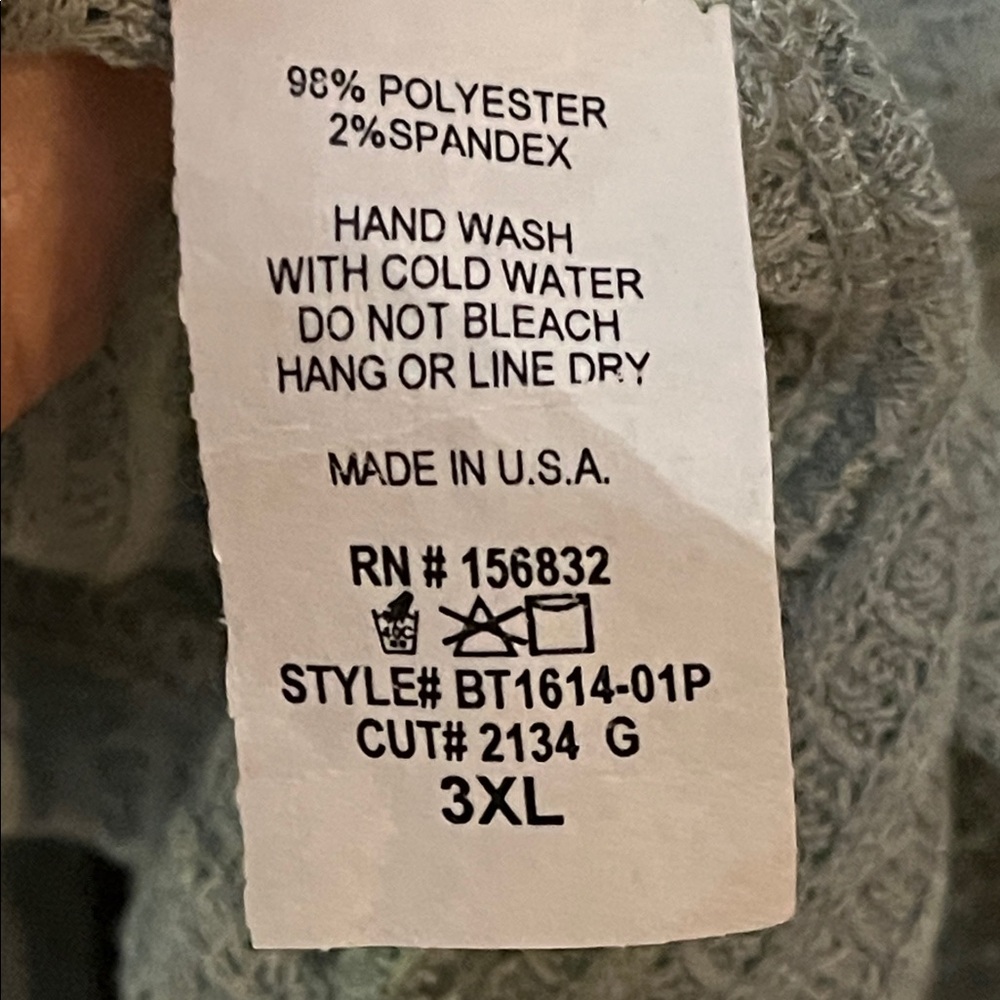 BiBi Sage Green Soft & Light Waffle Knit Wide V-Neck Long Sleeve Top - Picture 8 of 8